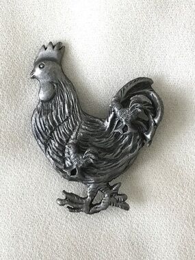 Vintage Rooster Brooch With Earrings Set